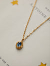 Oval Blue Zircon Necklace