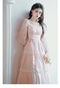 Fairycore Pink Lace Trim Dress