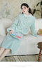 Romantic Quilted Fleece Trim Coat + Knitted Top + Overall Skirt 3pcs Set