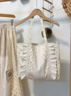 Lace Frilled Cotton Shoulder Bag