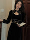 Lace Collar Hollow Out Velvet Dress