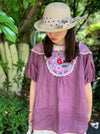 Lace Collar Floral Embroidered Linen Top