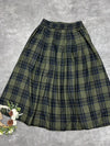 Academia Green Plaid Woolen Skirt