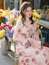 Rose Print Fairy Fluffy Dress