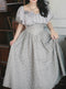 Vintage Gray Ruffled Neck Dress