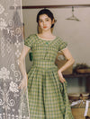 Belted Cotton Plaid Dress