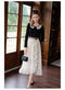 Lace Collar Knit Top + Ruffled Skirt