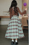 Frilled Halter Knit Top + Plaid Long Skirt 2pcs Set