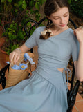 Drawstring Hollow Out Waist Knitted Dress