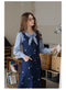 Vintage Academia Striped Blouse + Denim Vest + Skirt 3pcs Set