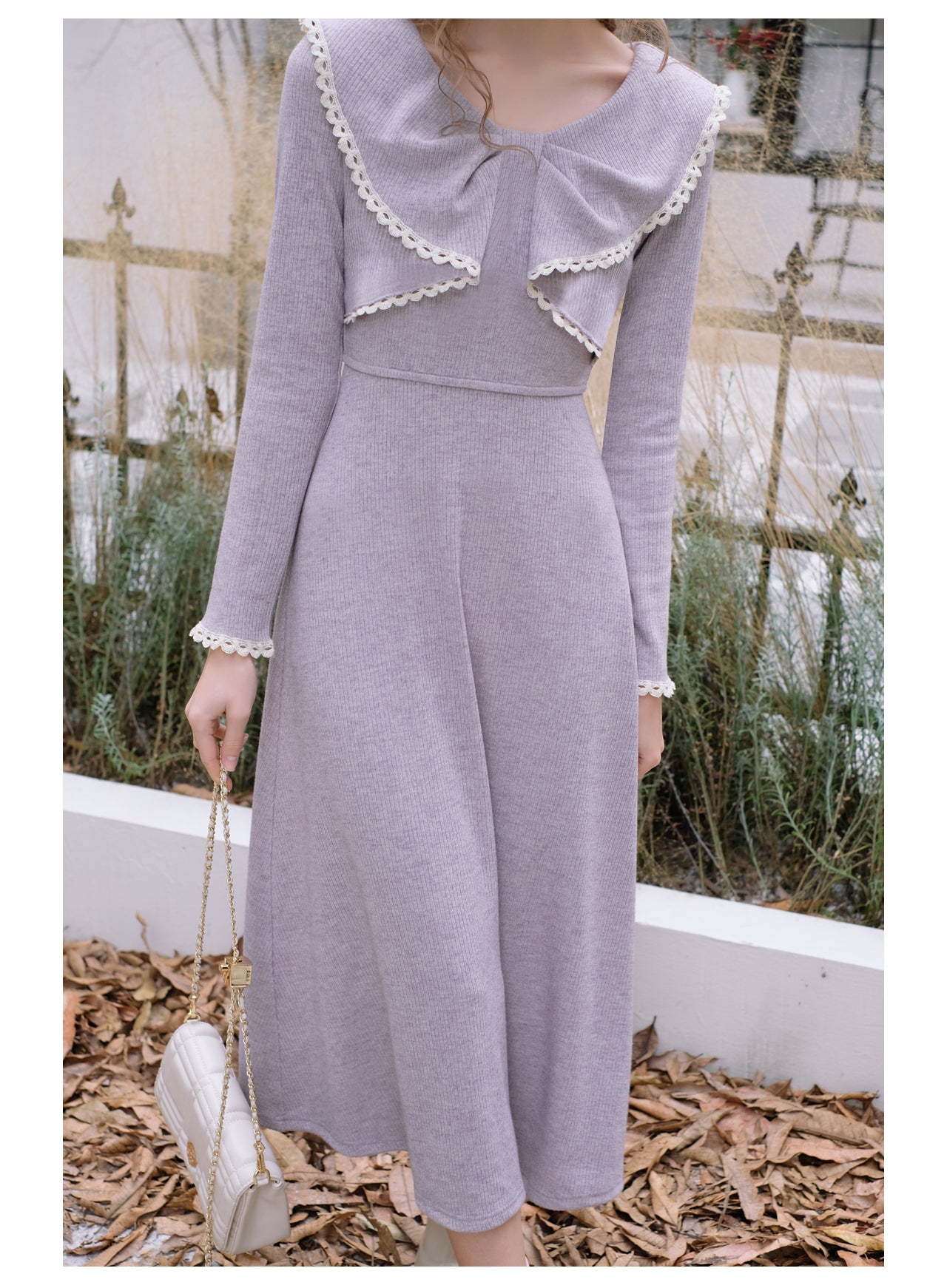 Romantic Lavender Knit Dress The Cottagecore