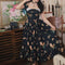 Vintage Sunflower Lace Neck Dress