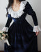 Lace Collar Velvet Regency Era Dress