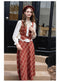 Romantic Academia Cotton Blouse + Plaid Vest + Skirt 3pcs Set