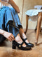 Vintage Block Heels Buckle Shoes