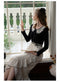 Lace Collar Knit Top + Ruffled Skirt