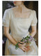 Square Neckline White Vintage Dress