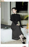 Knitted Cape + Slim Shirt + Long Skirt 3pcs Set