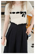 Knitted Bow Shirt + Jacquard Skirt
