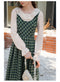 Lace Collar Top + Woolen Plaid Pinafore Dress