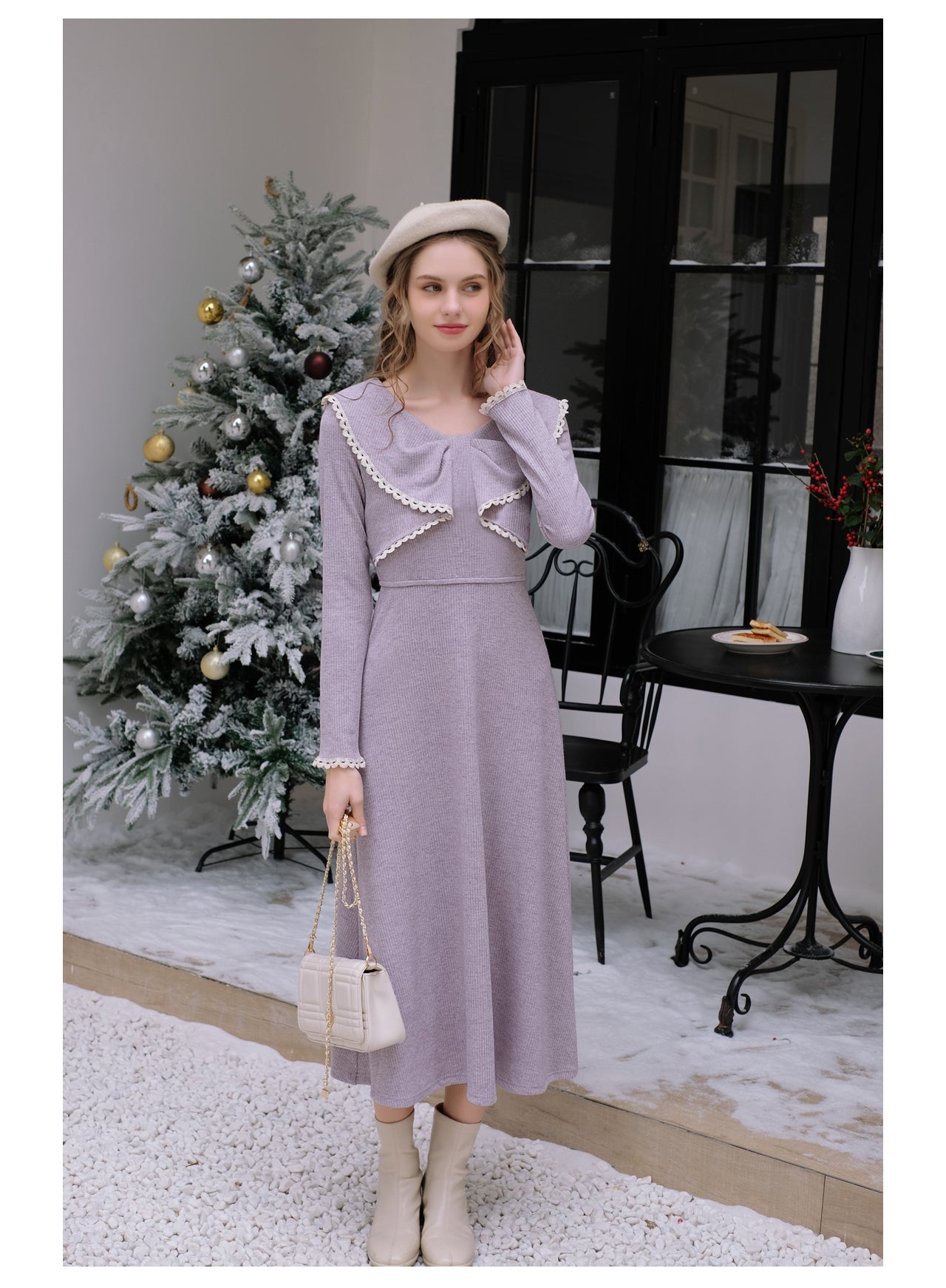 Romantic Lavender Knit Dress The Cottagecore