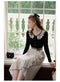 Lace Collar Knit Top + Ruffled Skirt