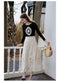 Black Embroidery Mirror Top + A-line Skirt 2pcs Set