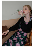 Vintage Romantic Rose Slip Dress + Short Lace Cardigan