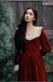 Royalcore Cotton Corduroy Red Dress