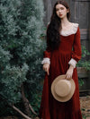 Royalcore Cotton Corduroy Red Dress