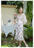 Romantic Rose Satin Slip Dress + Fairy Cardigan