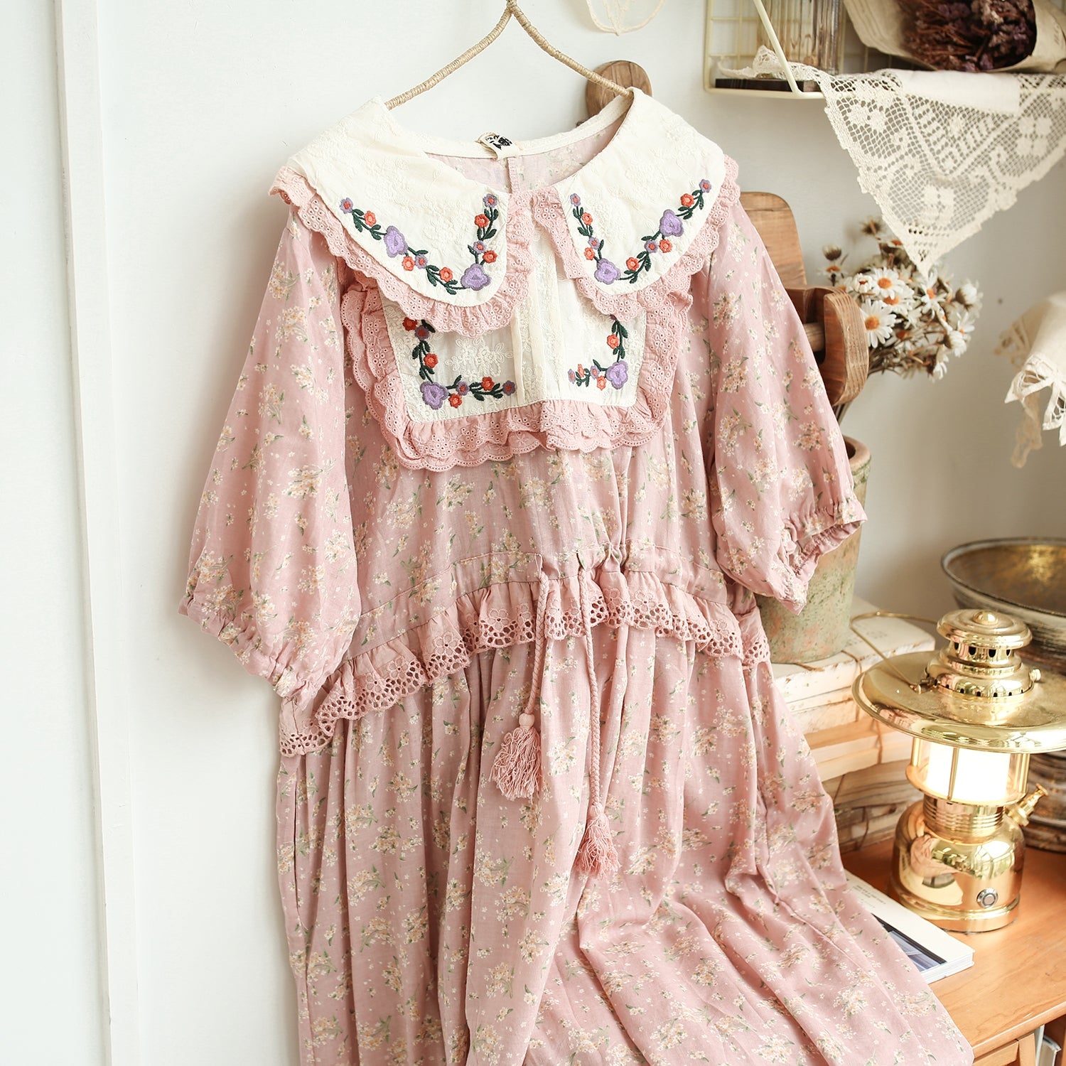 Farmcore Embroidered Floral Dress With Pockets– The Cottagecore