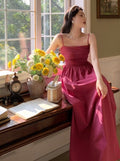 Romantic Aesthetic Pleated Slip Midi Dress