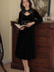 Lace Collar Hollow Out Velvet Dress