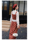 Romantic Academia Cotton Blouse + Plaid Vest + Skirt 3pcs Set