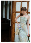 Ruffled Sheer Cardigan + Painting Slip Dress