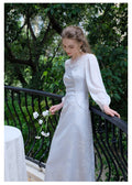 French Romantic Jacquard Dress + Lace Collar Chiffon Top