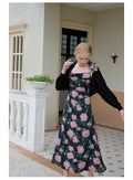 Vintage Romantic Rose Slip Dress + Short Lace Cardigan