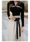 Cotton Knit Shirt + Elegant Bow Skirt