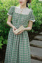 Vintage Lace Collar Plaid Dress With Belt