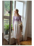 Elegant White Jacquard A Skirt