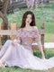 Dreamy Off Shoulder Knitted Top + Tulle Skirt 2pcs Set