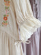Lace Trim Collar Drawstring Linen Dress