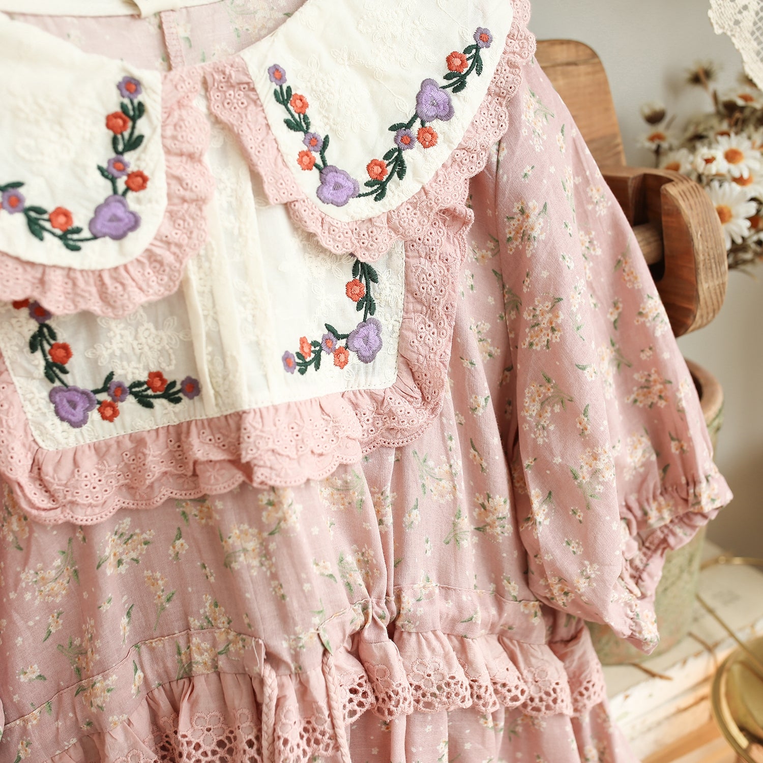 Farmcore Embroidered Floral Dress With Pockets– The Cottagecore