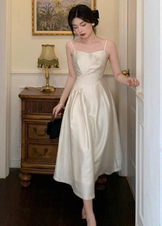 Elegant White Satin Dress– The Cottagecore