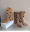 Hollow-Out Stars Cowhide Leather Boots