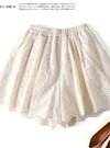 Cotton Eyelet Lace Shorts With Lining & Pockets