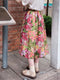 Lightweight Ramie Floral Print Skirt