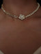 Flower CZ Diamond Pearl Necklace