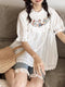 Super Cute Rabbit Embroidered Lace Top